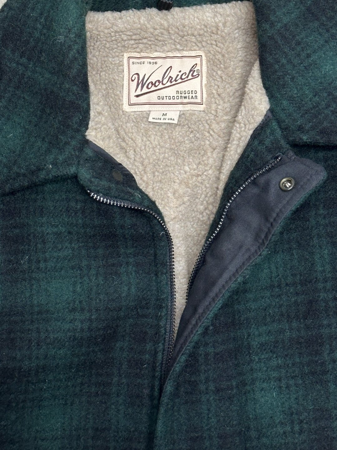 Vintage Woolrich Plaid Sherpa Lined Work Coat